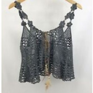 Pol crochet tank with feather tassel S/M